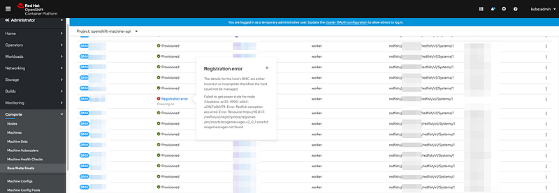 OpenShift IPI Install: Failed to get power state for node. Error: Redfish exception occurred.